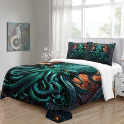 Mito dell'orrore Cthulhu Copripiumino Stampato 3D Morbido 3 Pezzi Biancheria da Letto per Ragazzi Ragazze