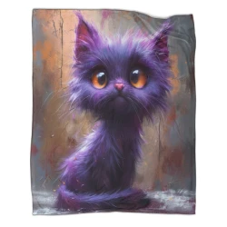 Cute Chat Plaid en Polaire Imprimé 3D Couverture Douce Confortable pour Canapé Lit Bureau