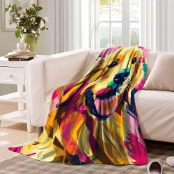Golden Retriever Plaid en Polaire Imprimé 3D Couverture Douce Confortable pour Canapé Lit Bureau