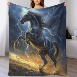 Cheval Plaid en Polaire Imprimé 3D Couverture Douce Confortable pour Canapé Lit Bureau