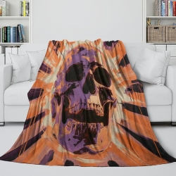 Crâne Plaid en Polaire Imprimé 3D Couverture Douce Confortable pour Canapé Lit Bureau