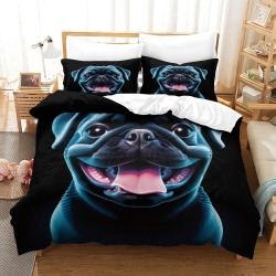Bouledogue français Housse de Couette Imprimée 3D Douce 3 Pièces Literie Garçons Filles