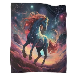Cheval Plaid en Polaire Imprimé 3D Couverture Douce Confortable pour Canapé Lit Bureau