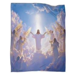 Dios y Jesús Manta de Forro Polar Impresa en 3D Suave y Acogedora para Sofá Cama Oficina