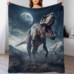 Dinosaure Plaid en Polaire Imprimé 3D Couverture Douce Confortable pour Canapé Lit Bureau