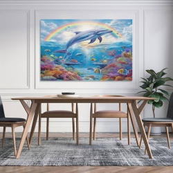 Dauphin Peinture sur toile sans cadre, impressions posters art mural pour déco maison chambre bureau
