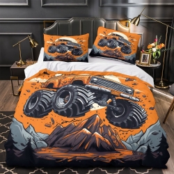 Gros camion Housse de Couette Imprimée 3D Douce 3 Pièces Literie Garçons Filles