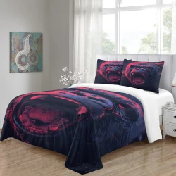 Gorille Housse de Couette Imprimée 3D Douce 3 Pièces Literie Garçons Filles