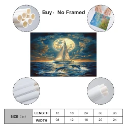 Voilier Peinture sur toile sans cadre, impressions posters art mural pour déco maison chambre bureau