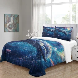 Baleine Housse de Couette Imprimée 3D Douce 3 Pièces Literie Garçons Filles