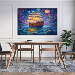 Voilier Peinture sur toile sans cadre, impressions posters art mural pour déco maison chambre bureau