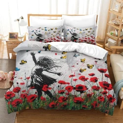 Papillon Housse de Couette Imprimée 3D Douce 3 Pièces Literie Garçons Filles