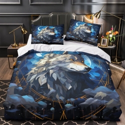 Loup Housse de Couette Imprimée 3D Douce 3 Pièces Literie Garçons Filles