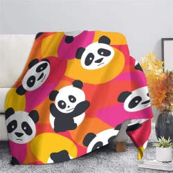 Cute Panda Plaid en Polaire Imprimé 3D Couverture Douce Confortable pour Canapé Lit Bureau