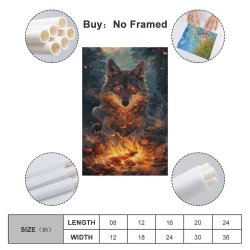 Loup Peinture sur toile sans cadre, impressions posters art mural pour déco maison chambre bureau