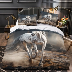 Cheval Housse de Couette Imprimée 3D Douce 3 Pièces Literie Garçons Filles