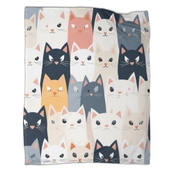 Chat Plaid en Polaire Imprimé 3D Couverture Douce Confortable pour Canapé Lit Bureau
