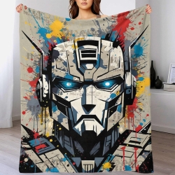 Transformers Optimus Prime Plaid en Polaire Imprimé 3D Couverture Douce Confortable pour Canapé Lit Bureau