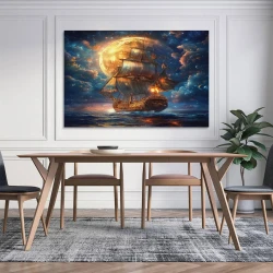 Velero Pintura en lienzo sin marco, impresiones de pósters arte pared para decoración hogar dormitorio oficina