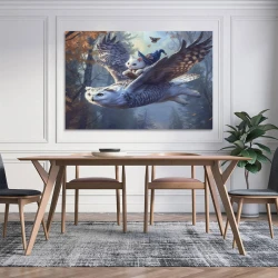 Hibou Peinture sur toile sans cadre, impressions posters art mural pour déco maison chambre bureau