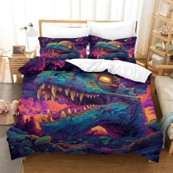 Dinosaure Housse de Couette Imprimée 3D Douce 3 Pièces Literie Garçons Filles