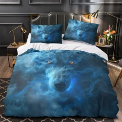 Loup Housse de Couette Imprimée 3D Douce 3 Pièces Literie Garçons Filles