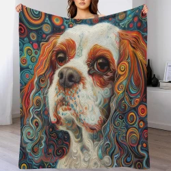 Spaniel Chien Plaid en Polaire Imprimé 3D Couverture Douce Confortable pour Canapé Lit Bureau