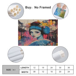 Art graffiti japonais Peinture sur toile sans cadre, impressions posters art mural pour déco maison chambre bureau