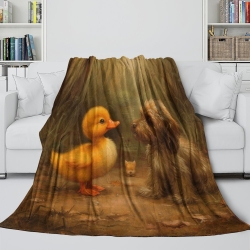 Canard jaune Plaid en Polaire Imprimé 3D Couverture Douce Confortable pour Canapé Lit Bureau