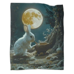 Lapin Petit lapin Plaid en Polaire Imprimé 3D Couverture Douce Confortable pour Canapé Lit Bureau