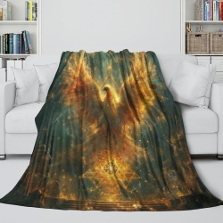 Phénix Plaid en Polaire Imprimé 3D Couverture Douce Confortable pour Canapé Lit Bureau