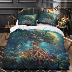 Arbre de vie Housse de Couette Imprimée 3D Douce 3 Pièces Literie Garçons Filles