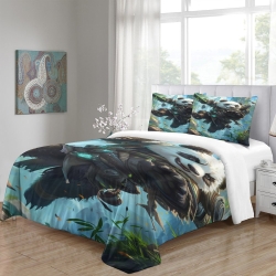Panda Housse de Couette Imprimée 3D Douce 3 Pièces Literie Garçons Filles