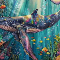 Baleine Housse de Couette Imprimée 3D Douce 3 Pièces Literie Garçons Filles