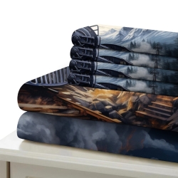Train à vapeur Housse de Couette Imprimée 3D Douce 3 Pièces Literie Garçons Filles