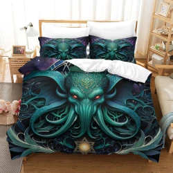 Mythe de l'horreur Cthulhu Housse de Couette Imprimée 3D Douce 3 Pièces Literie Garçons Filles