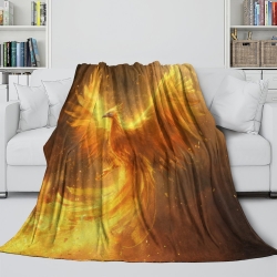 Phénix Plaid en Polaire Imprimé 3D Couverture Douce Confortable pour Canapé Lit Bureau