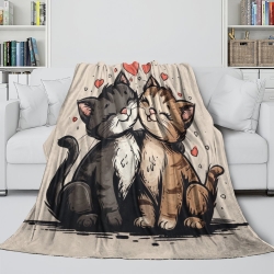 Chat Plaid en Polaire Imprimé 3D Couverture Douce Confortable pour Canapé Lit Bureau
