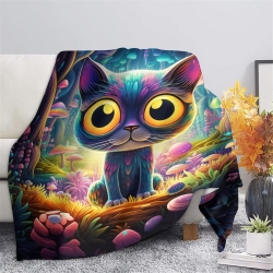 Chat Plaid en Polaire Imprimé 3D Couverture Douce Confortable pour Canapé Lit Bureau
