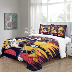 Chat Housse de Couette Imprimée 3D Douce 3 Pièces Literie Garçons Filles