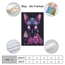 Hairless Chat Peinture sur toile sans cadre, impressions posters art mural pour déco maison chambre bureau