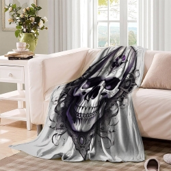 Crâne Plaid en Polaire Imprimé 3D Couverture Douce Confortable pour Canapé Lit Bureau