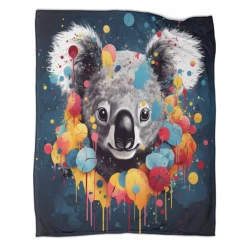 Koala Plaid en Polaire Imprimé 3D Couverture Douce Confortable pour Canapé Lit Bureau