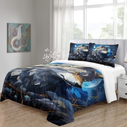 Loup Housse de Couette Imprimée 3D Douce 3 Pièces Literie Garçons Filles