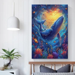 Ballena Pintura en lienzo sin marco, impresiones de pósters arte pared para decoración hogar dormitorio oficina