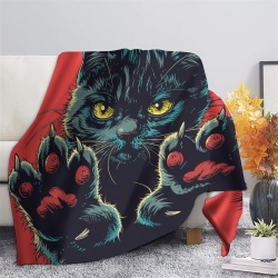 Chat Plaid en Polaire Imprimé 3D Couverture Douce Confortable pour Canapé Lit Bureau