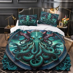 Mythe de l'horreur Cthulhu Housse de Couette Imprimée 3D Douce 3 Pièces Literie Garçons Filles