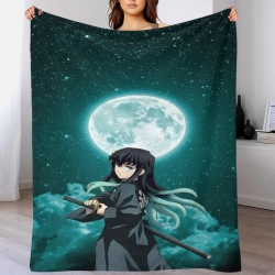 Tueur de démons: Demon Slayer Plaid en Polaire Imprimé 3D Couverture Douce Confortable pour Canapé Lit Bureau