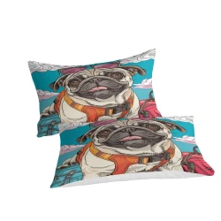 Bouledogue français Housse de Couette Imprimée 3D Douce 3 Pièces Literie Garçons Filles