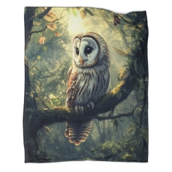 Hibou Plaid en Polaire Imprimé 3D Couverture Douce Confortable pour Canapé Lit Bureau
